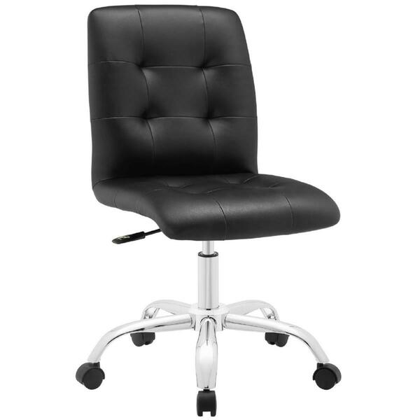 Primewir Prim Mid Back Office Chair, Black Tufted Leatherette On Chrome Base EEI-1533-BLK